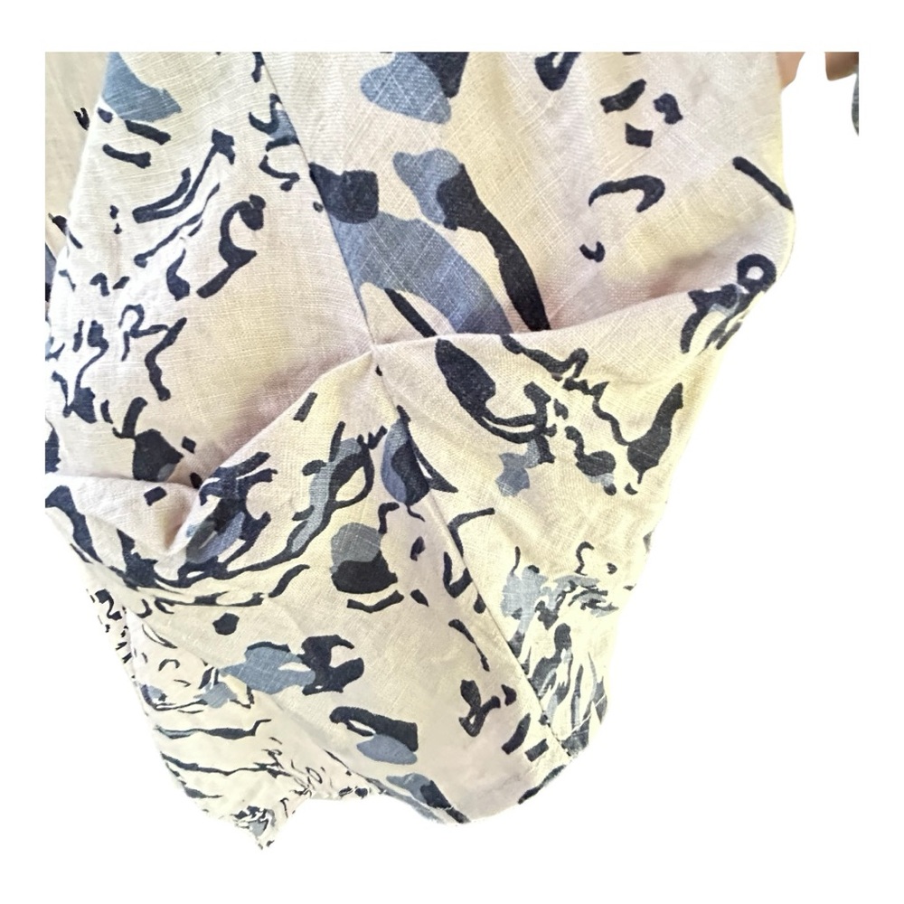 Italian Linen Sleeveless Cowl Neckline Women's Top - Blue and Cream EUC - Picture 6 of 6